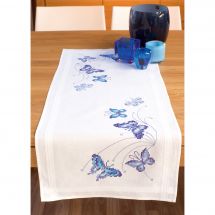 Kit de chemin de table à broder - Vervaco - Papillons bleus