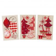 Kit de carte à broder  - Vervaco - 3 cartes de motifs de Noël