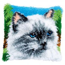 Kit de coussin point noué - Vervaco - Le chat aux yeux bleus