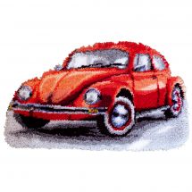 Kit de tapis point noué - Vervaco - Volkswagen Beetle rouge