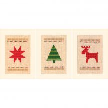 Kit de carte à broder  - Vervaco - 3 cartes à broder - Noël