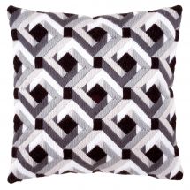Kit de coussin point lancé - Vervaco - Coussin noir et blanc