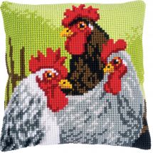 Kit de coussin gros trous - Vervaco - Coq et poulets