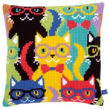 Kit de coussin gros trous - Vervaco - Chats drôles