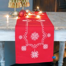 Kit de chemin de table à broder - Vervaco - Etoiles blanches de Noël 