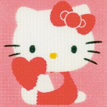 Kit de canevas pour enfant - Vervaco - Hello kitty avec un coeur