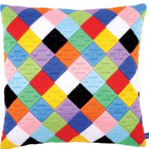 Kit de coussin point lancé - Vervaco - Motif damier coloré