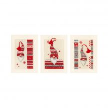 Kit de carte à broder  - Vervaco - 3 cartes Lutin de Noël