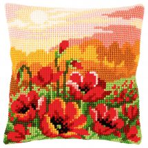 Kit de coussin gros trous - Vervaco - Champ de coquelicots