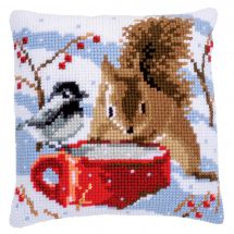 Kit de coussin gros trous - Vervaco - Ecureuil et mésange