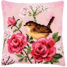 Kit de coussin gros trous - Vervaco - Oiseau et roses