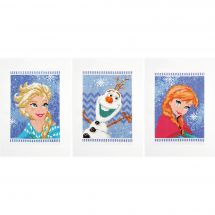 Kit de carte à broder  - Vervaco - 3 cartes Reine des neiges