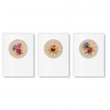 Kit de carte à broder  - Vervaco - 3 cartes de voeux - Les violettes