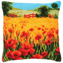 Kit de coussin gros trous - Vervaco - Paysage coquelicots