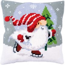 Kit de coussin gros trous - Vervaco - Gnome de Noël sur glace