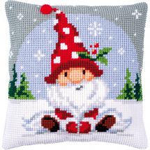 Kit de coussin gros trous - Vervaco - Gnome de Noël dans la neige