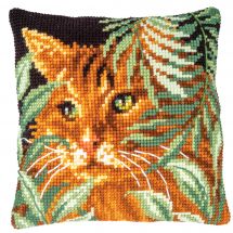 Kit de coussin gros trous - Vervaco - Chat et feuilles