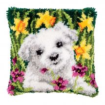 Kit de coussin point noué - Vervaco - Westie et jonquilles