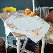 Kit de nappe à broder - Vervaco - Mésanges et physalis