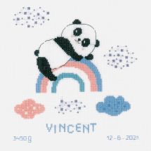 Kit point de croix - Vervaco - Panda sur l'arc-en-ciel