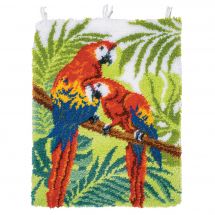 Kit de tapis point noué - Vervaco - Perroquets dans la jungle