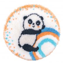 Kit de tapis point noué - Vervaco - Panda sur l'arc-en-ciel