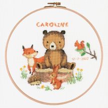 Kit broderie point de croix avec tambour - Vervaco - Animaux dans la forêt