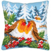 Kit de coussin gros trous - Vervaco - Rouge-gorge d'hiver