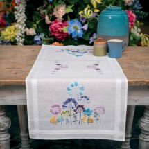 Kit de chemin de table à broder - Vervaco - Allium en bleu et violet