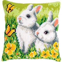 Kit de coussin gros trous - Vervaco - Lapins et papillons