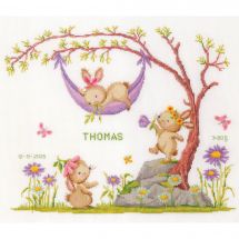 Kit broderie point de croix - Vervaco - Lapins dans le jardin