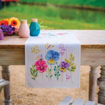 Kit de chemin de table à broder - Vervaco - Violettes