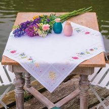 Kit de nappe à broder - Vervaco - Violettes