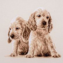 Kit broderie point de croix - Vervaco - Deux chiots