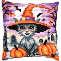 Kit de coussin gros trous - Vervaco - Chaton d'Halloween
