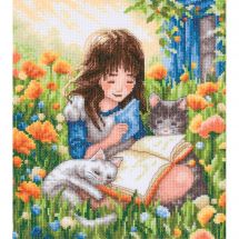 Kit broderie point de croix - Vervaco - Se relaxer dans le jardin - Aïda