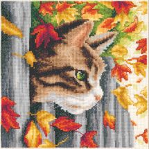 Kit broderie point de croix - Vervaco - Chaton sur la clôture