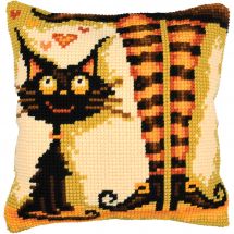 Kit de coussin gros trous - Vervaco - Chat et sorcière