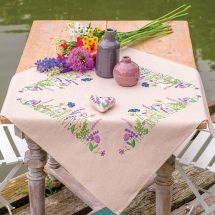 Kit de nappe à broder - Vervaco - Splendeur du jardin lilas