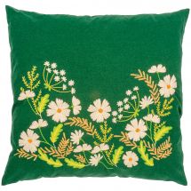 Kit de coussin à broder - Vervaco - Fleurs blanches