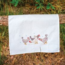 Kit de serviette de cuisine à broder - Vervaco - Poulets