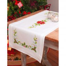 Kit de chemin de table à broder - Vervaco - Poinsettias