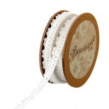 Dentelle en bobine - Bowtique - Ruban dentelle en coton blanc - 10 mm
