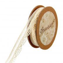 Dentelle en bobine - Bowtique - Ruban dentelle en coton écru - 12 mm