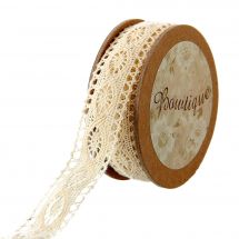 Dentelle en bobine - Bowtique - Ruban dentelle en coton écru - 20 mm