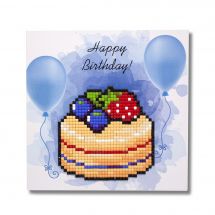 Carte broderie Diamant - Wizardi - Happy birthday - Gâteau