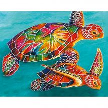 Kit de broderie Diamant - Wizardi - Tortue de mer