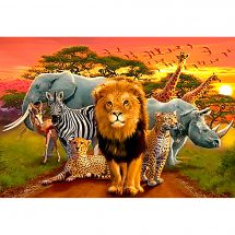 Kit de broderie Diamant - Wizardi - Bêtes africaines