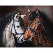Kit de broderie Diamant - Wizardi - La tendresse des chevaux