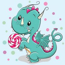 Kit de broderie Diamant - Wizardi - Dragon avec bonbons